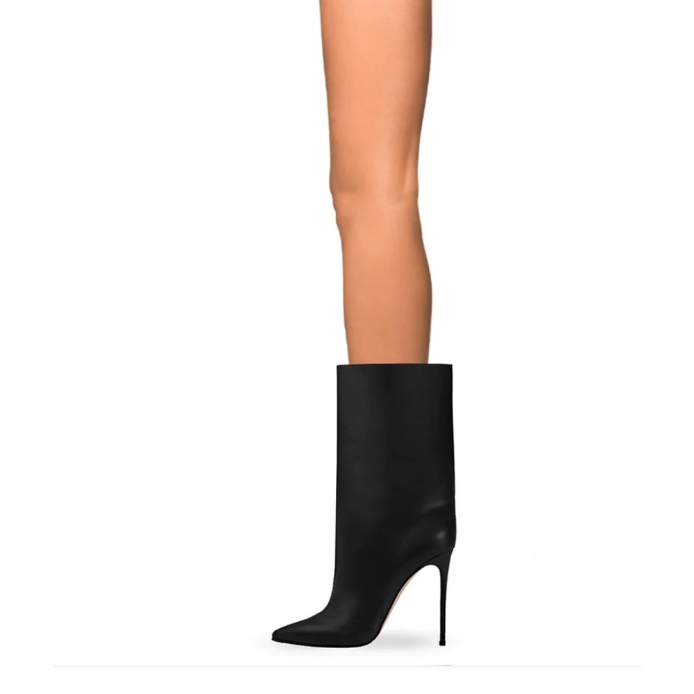 Identità Evelyn LEATHER Black Size 8 NWT